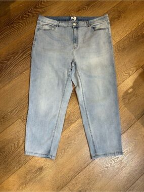 DC Women's Pale Blue Straight Leg High Waist Crop Stretch Jeans size 22